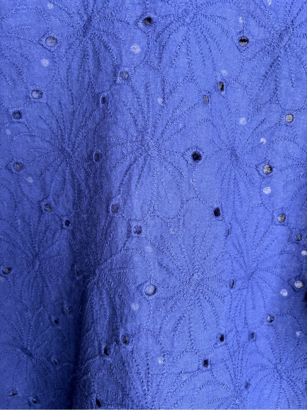 Eyelet Puff-Sleeve Blouse in Royal Blue - Picture 2 of 4